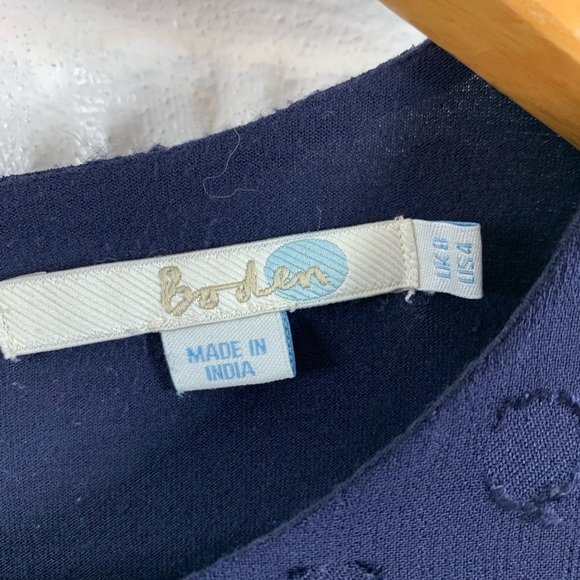 Boden Navy Peplum Polka Dot Top 4 - Picture 2 of 6